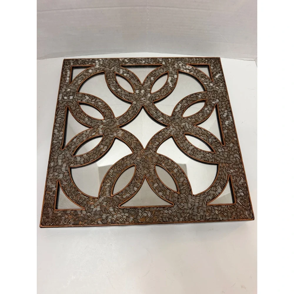 Pier 1 One Imports Mirror Square Seed Beaded Gold 14